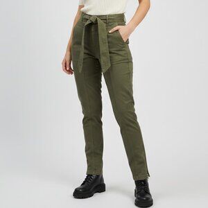 Pinko Olive Green Tie Waist Ankle Zip Pants Size US 4